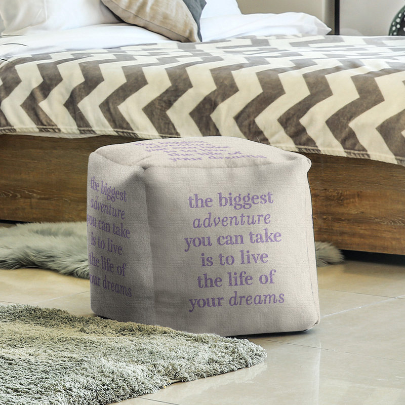 Upholstered Ottoman, White/Purple