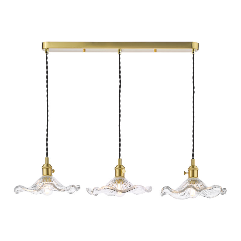 Hadano 3LT SUSPENSION WITH CLR FLUTED GLS, Antique Chrome