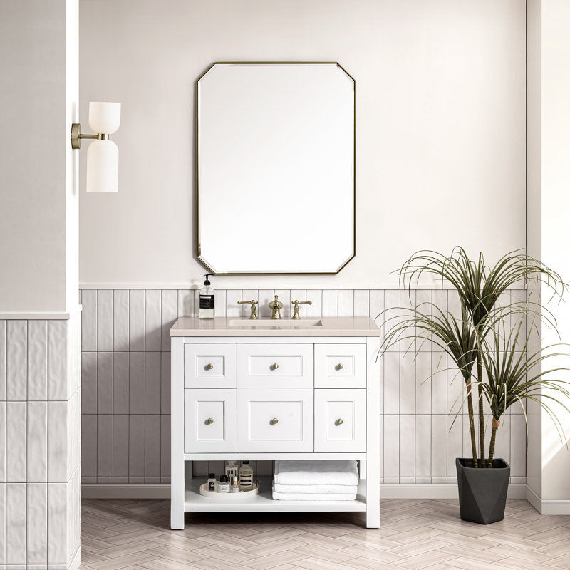 Breckenridge 36'' W Single Vanity, Bright White, Carrara White, 8" Widespread