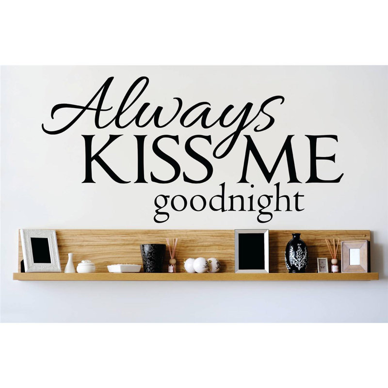 Décalcomanie murale toujours baisers me goodnight, H 12 po x l 30 po x P 0,16 po, Noir