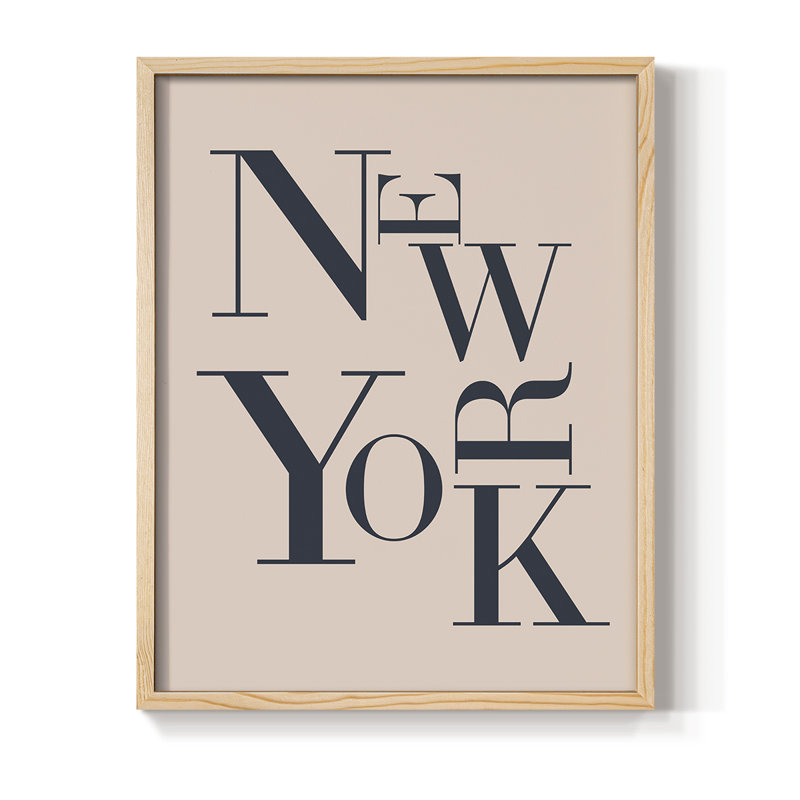 City Center Type I Framed Print - Solid Wood, Natural, 11" H x 9" W