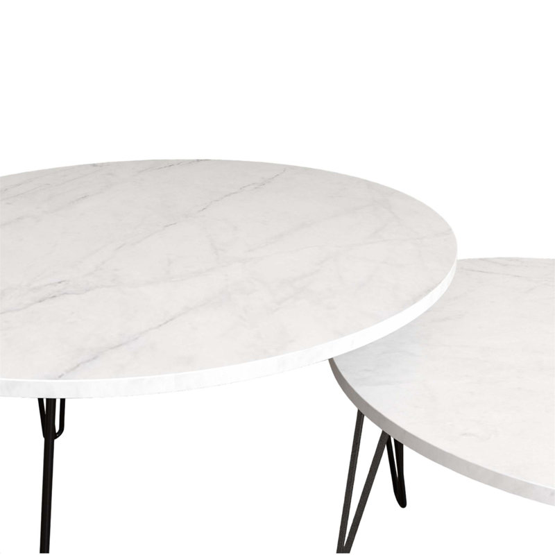 27.56'' Round Nesting Coffee Table Set Of 2, White