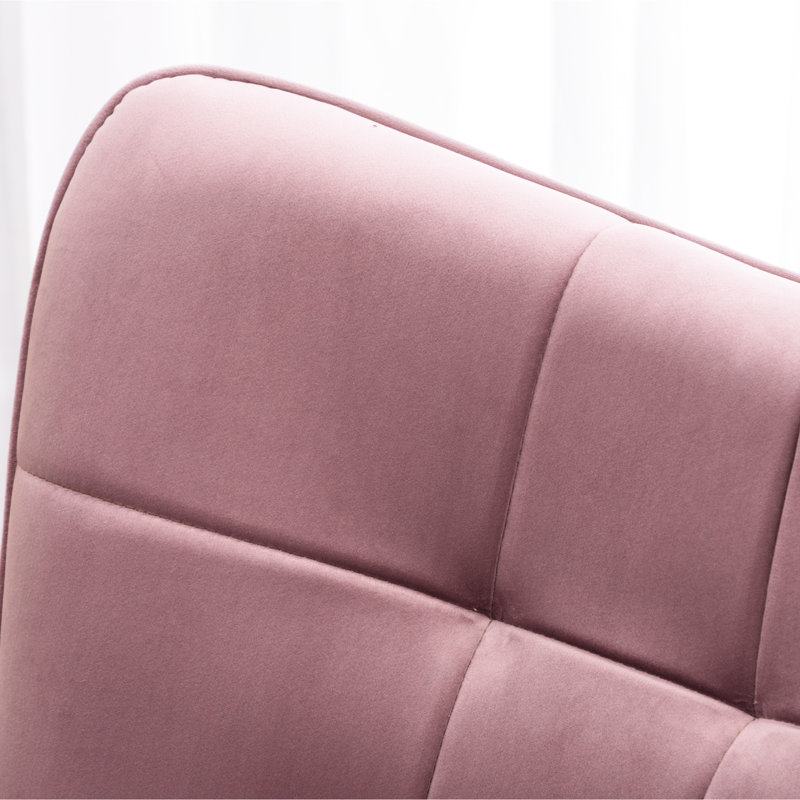 Chaise d'appoint mauve avec revêtement en velours soyeux et confortable, structure en bois d'hévéa massif, capitonnage à boutons, garniture en l 30,33 po x P 33 po x H 25,6 po x P 17,5 po, support luxueux