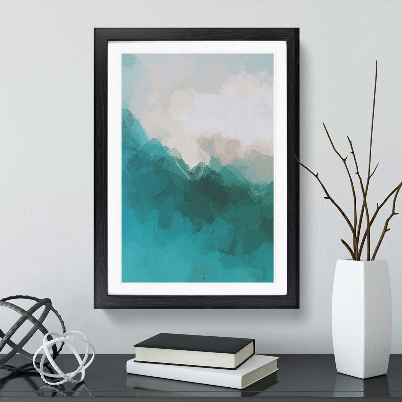 Beach Into the Ocean in Abstract - Picture Frame Graphic Art Print, 36cm H x 27cm W x 2cm D, Black Framed