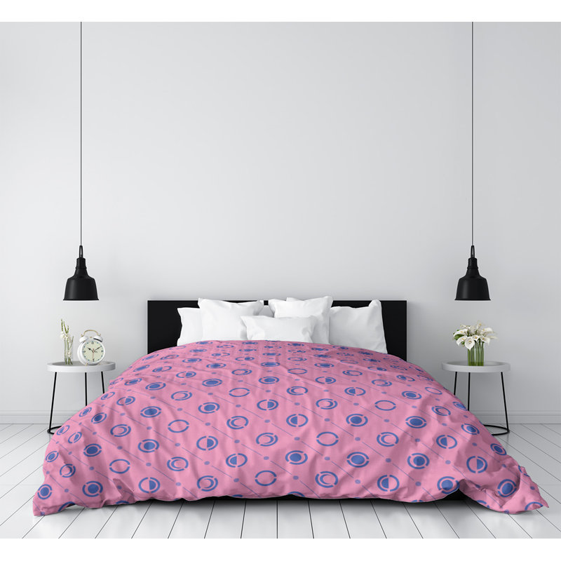 Housse de couette simple Moon phases, Housse de couette simple TG, Rose/bleu marine, Polyester brossé