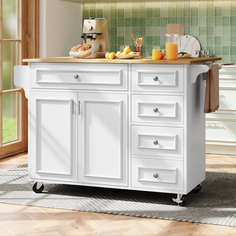 Wood Kitchen Island, White