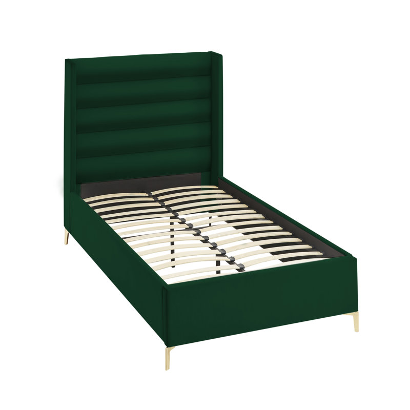 Lomas Upholstered Wingback Bed, Full/Double, Green Velvet