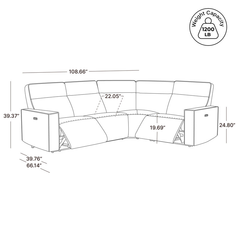Canapé modulaire inclinable électrique inclinable 4 pièces Phillipsburg