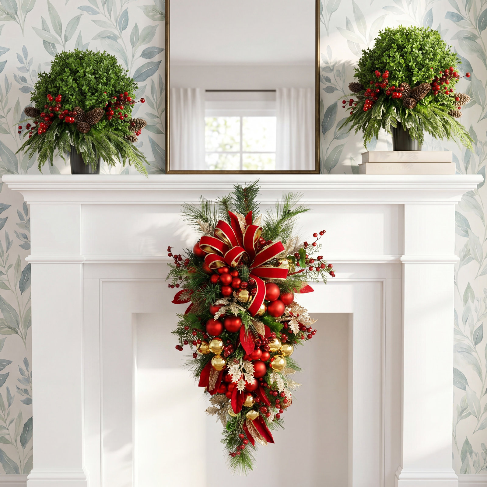 Merry and Bright 23" Boxwood Christmas Swag