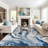 Contemporary Watercolor Wave Abstract Non Slip Area Rug-2017678938