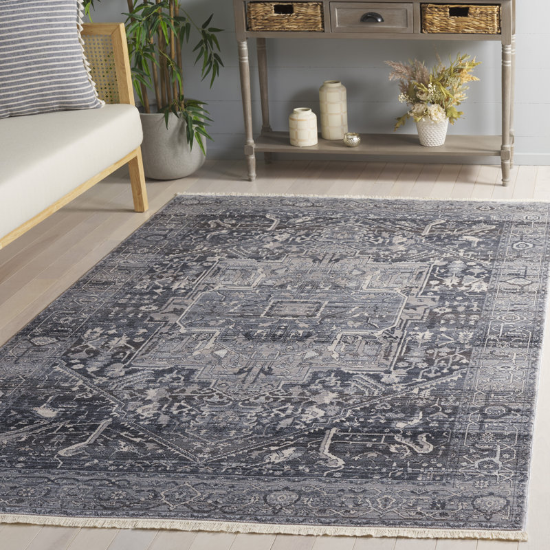 Gloversville Oriental Gray/Charcoal Area Rug, Rectangle 5' x 7'6"