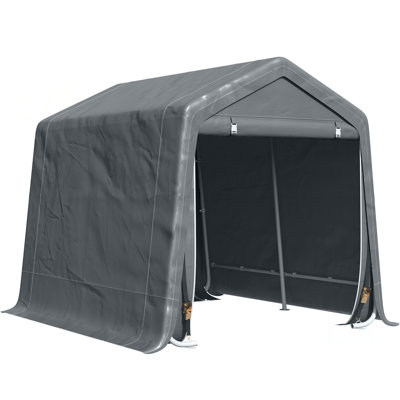 Outsunny 9' X 8' Carport Portable Garage, Heavy Duty Storage Tent, Patio Storage Shelter W/ Anti-UV PE Cover And Double Zipper Doors, For Motorcycle Bike Garden Tools