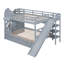 Lit superposé double au-dessus d'un lit double avec 2 tiroirs et 3 glissières - gris-912376152-912376157