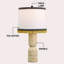 Lampe de table moderne en forme de sablier en travertin avec abat-jour tambour de 25,25 po Lacy