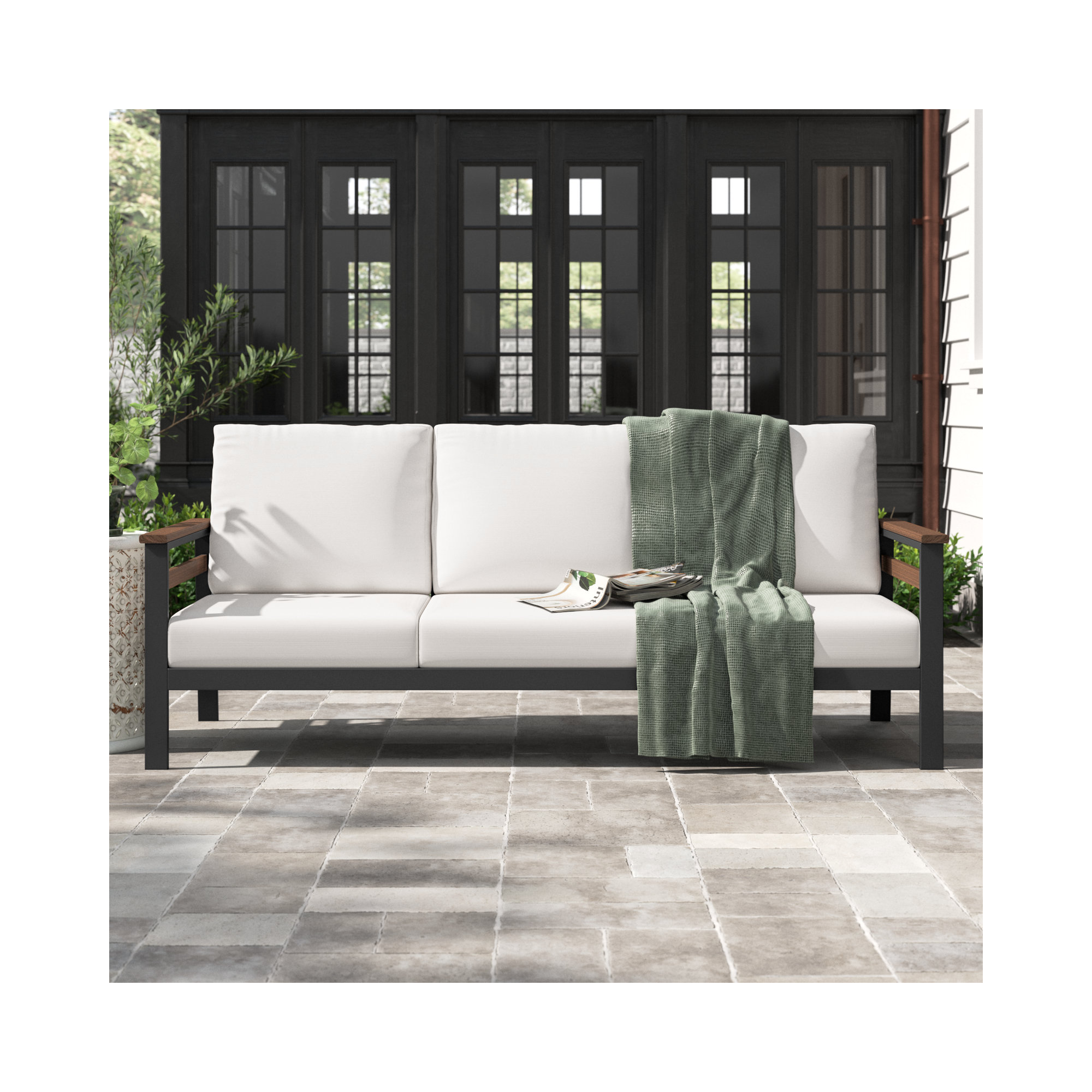 Townsend 80'' Wide Outdoor Patio Sofa with Sunbrella® Cushions, Sunbrella Canvas Natural