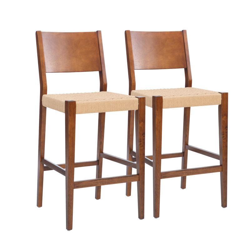 Tabouret de bar en bois massif Corrine, Tabouret de bar (siège d'une hauteur de 30 po), Brun