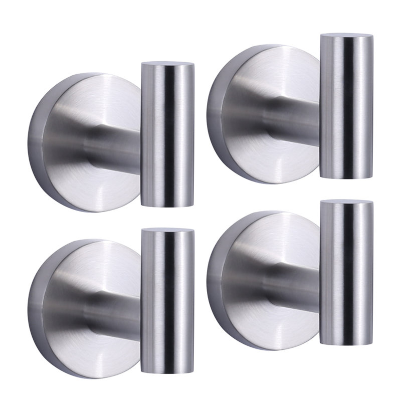 Brushed Nickel Wall Mounted J-Hook Towel Hooks (4-Pack)