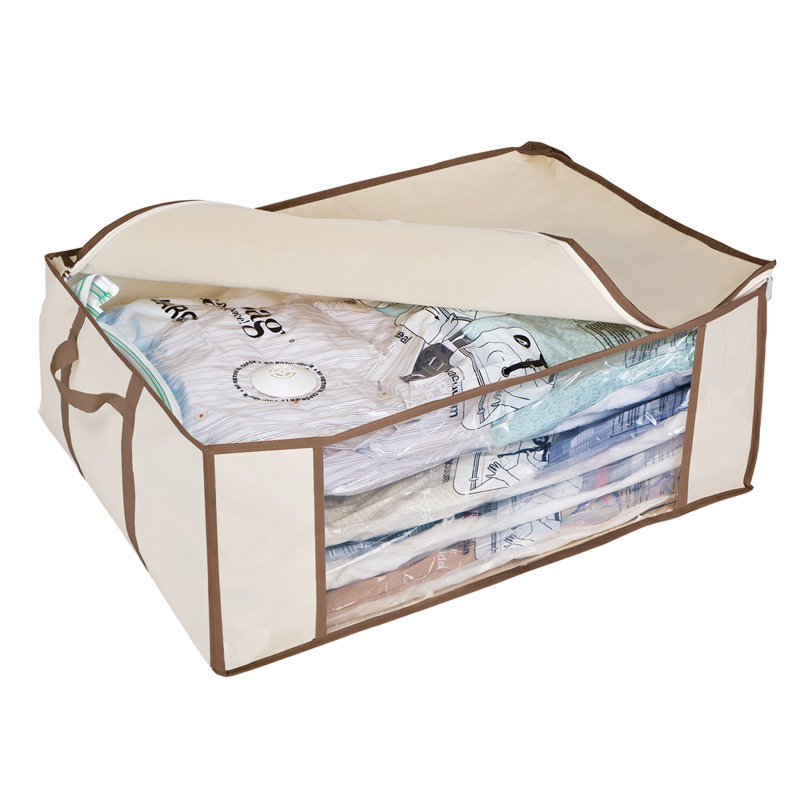 Clear Beige Resin Jumbo Storage Tote with Compression Bags