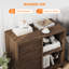 Classeur latéral spacieux à 3 tiroirs pour salle à manger - Rangement roulant en bois avec tablette ouverte - Support pour imprimante mobile - brun-rouge, 3 tiroirs avec tablette-128969266