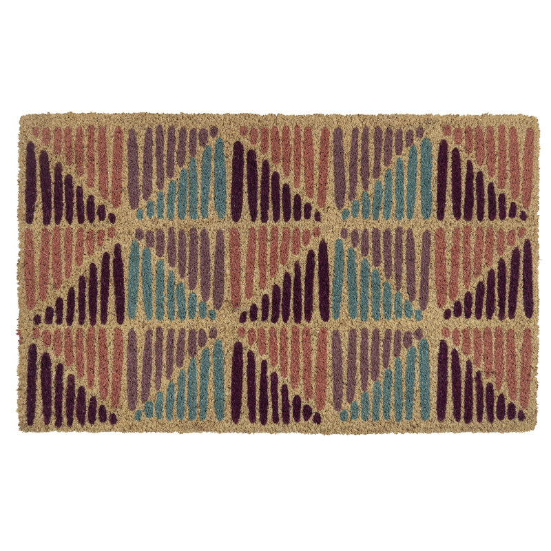 Geometric Coir Outdoor Doormat with Eco-Friendly Dyes