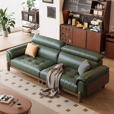 French Retro Atrovirens Four-seater Sofa