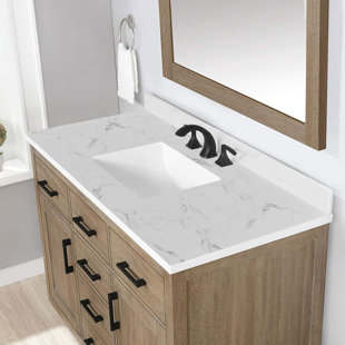 60" Single Bathroom Vanity Top in White with Sink
