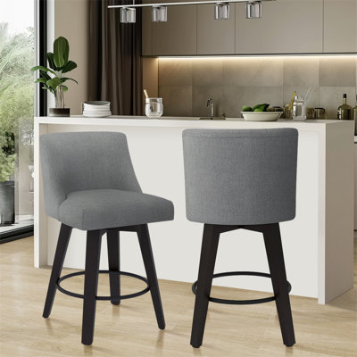 Loriell Swivel Bar & Counter Stools with Solid Wood Frame