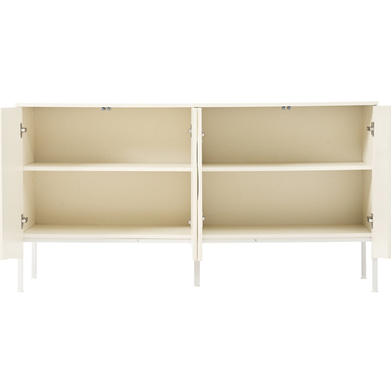 Buffet American Design - Porte incurvée et décoration rainurée arquée, rangement pratique et élégant pour le salon avec portes
