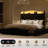 Upholstered Full Bed Frame with 4 Storage Drawers and 52.5" Tall Headboard, Platform Bed with Charging Station & LED Light, No Spring Box Needed-830981435-830981434
