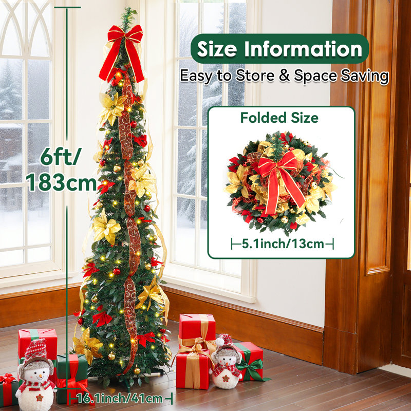Sapin de Noël escamotable 6 pi, H 6 pi x l 1,35 pi
