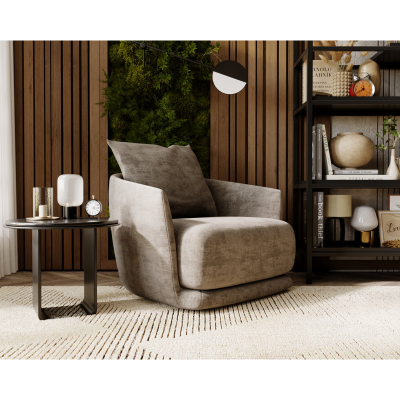 Mahn Upholstered Swivel Armchair, Polyester Blend - Brown