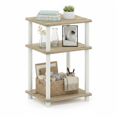 Just 3-Tier Turn-N-Tube End Table Sonoma Oak and White 1-Pack Bedside Table Shelf