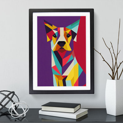 Dog Geometric No.4 Abstract - Single Picture Frame Print