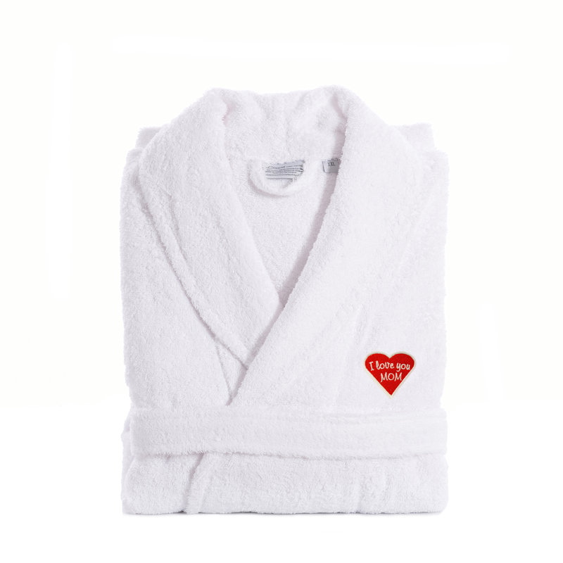 Peignoir 100% coton brodé I Love You Mom, Petit moyen