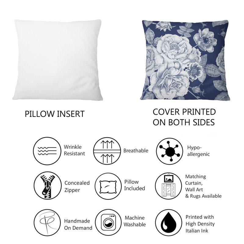 Coussin décoratif blanc à motif de fleurs rétro blanc classique I