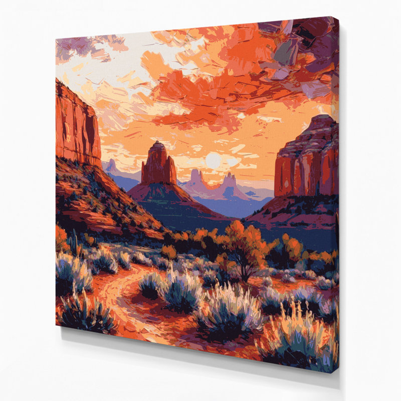 Art mural sur toile brun du sud-ouest, Sedona, H 12 po x l 12 po