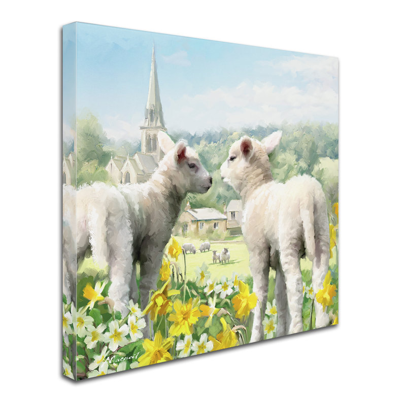Armand 'Easter Lambs' Print on Canvas, 35" H x 35" W x 2" D