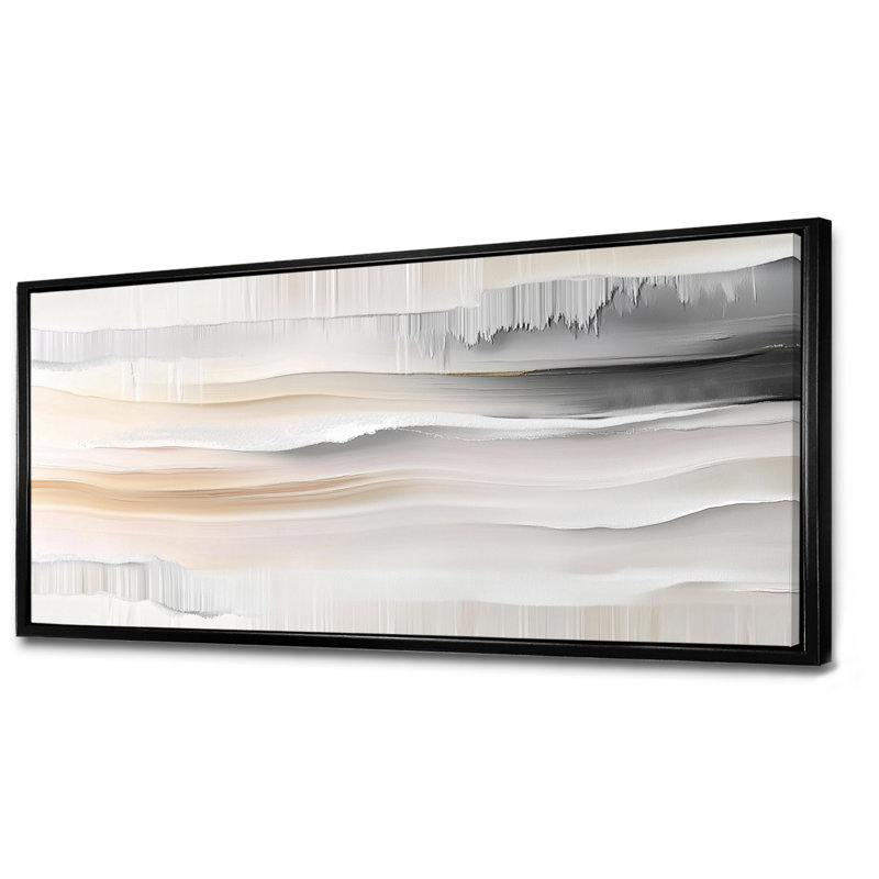 White Grey Rebecca III – Minimalist Framed Prints, Modern Wall Decor, 12" H x 20" W, Black Floater Framed