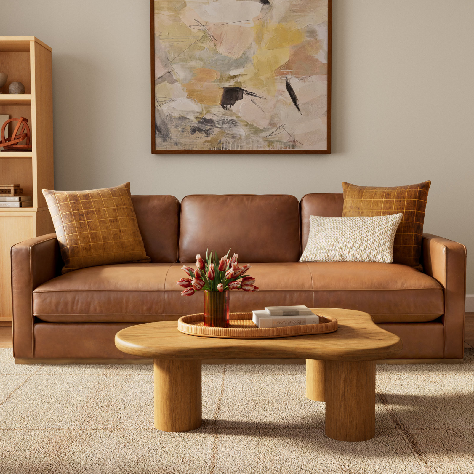 Bobbi 87" Genuine Leather Sofa