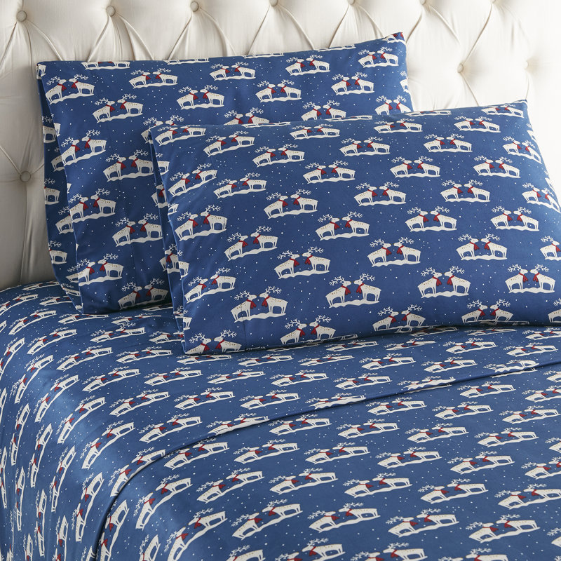 Micro Flannel® Printed Deep-Pocket Sheet Set, Twin Sheet Set with 1 Pillowcase, Winterberries