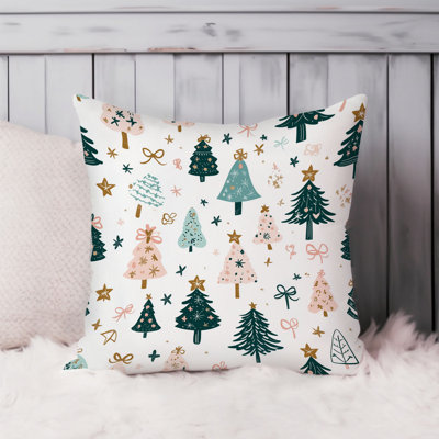 Holiday Christmas Tree Xmas Pattern III Modern Throw Pillow Cover