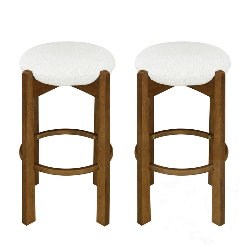 Tabouret de bar intérieur en bois rembourré, Noyer foncé