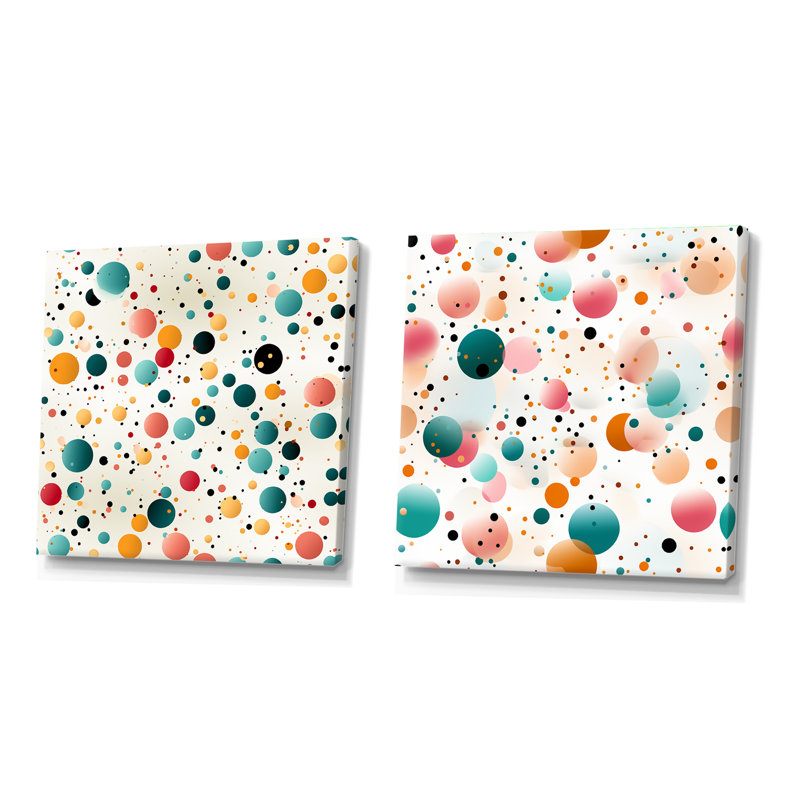 Chritina - Ensemble de 2 collages de formes carrées abstraites, Toile tendue, H 30 po x l 61 po
