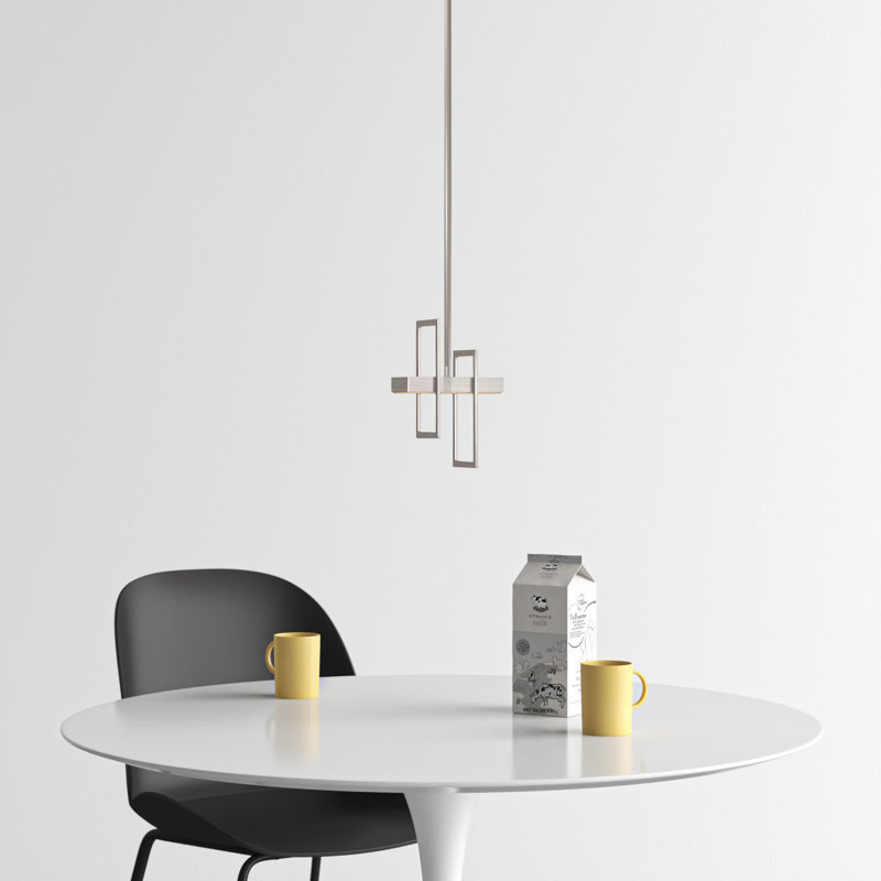 Saedi 1-Light Single Geometric LED Pendant, Brushed Nickel