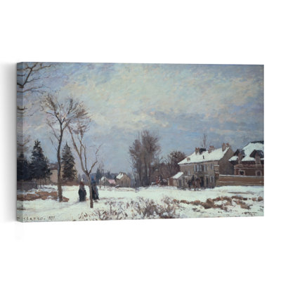 Route de Versailles à Saint-Germain, Louveciennes et effets de neige, 1872. Impression d'art mural abstraite impressionniste contemporaine représentant un cheval, un paysage et un arbre.