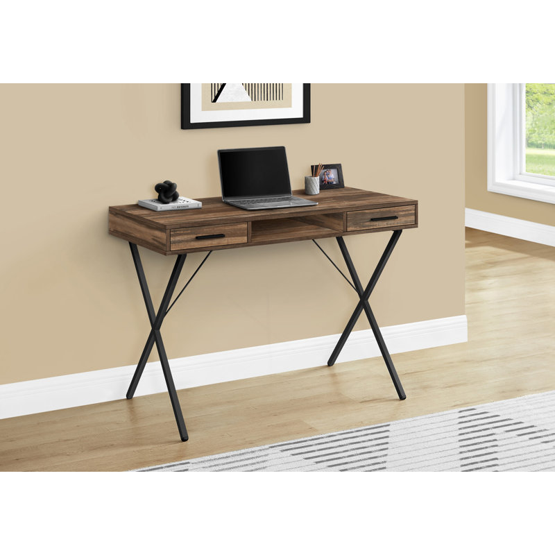 Modern Computer Desk With Storage Drawers And Versatile Left Or Right Laptop Setup, Brown