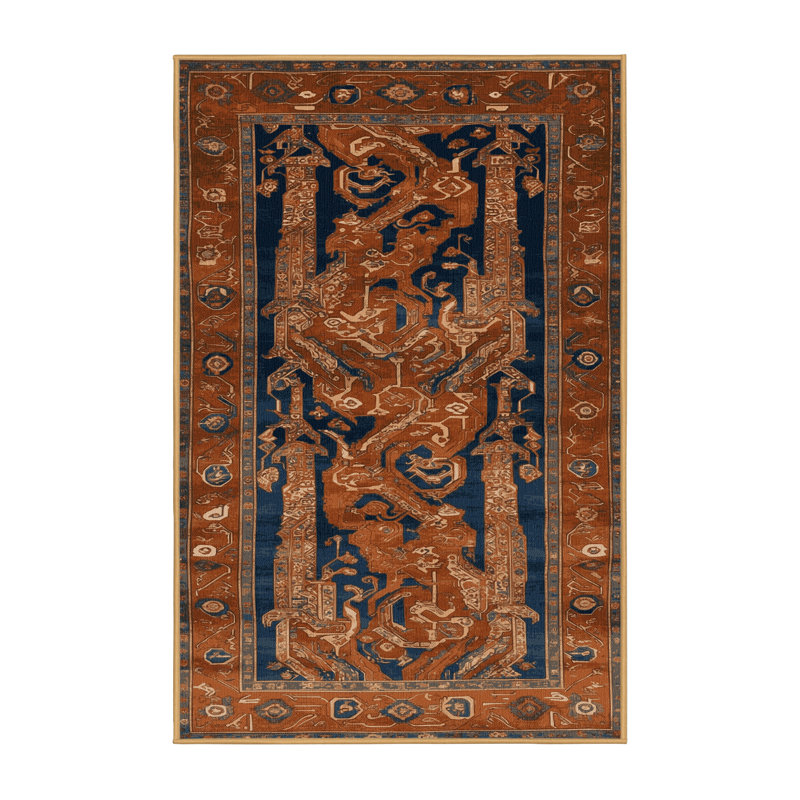 Tapis brun turc lavable à la machine, Rectangle 4pi x 6 pi
