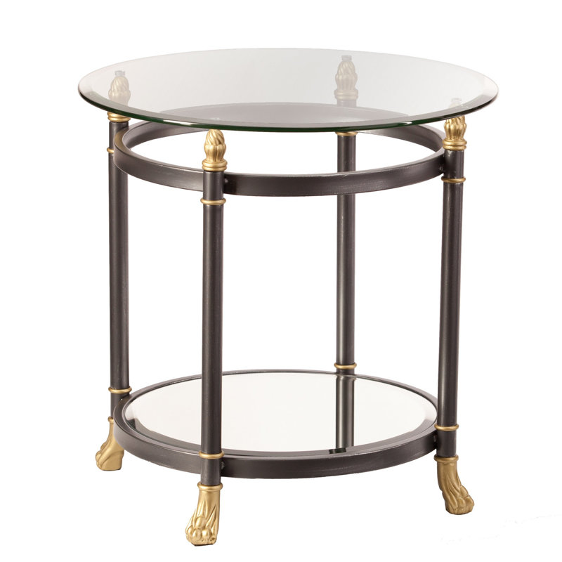Dingle 21" Gray Glass Round End Table
