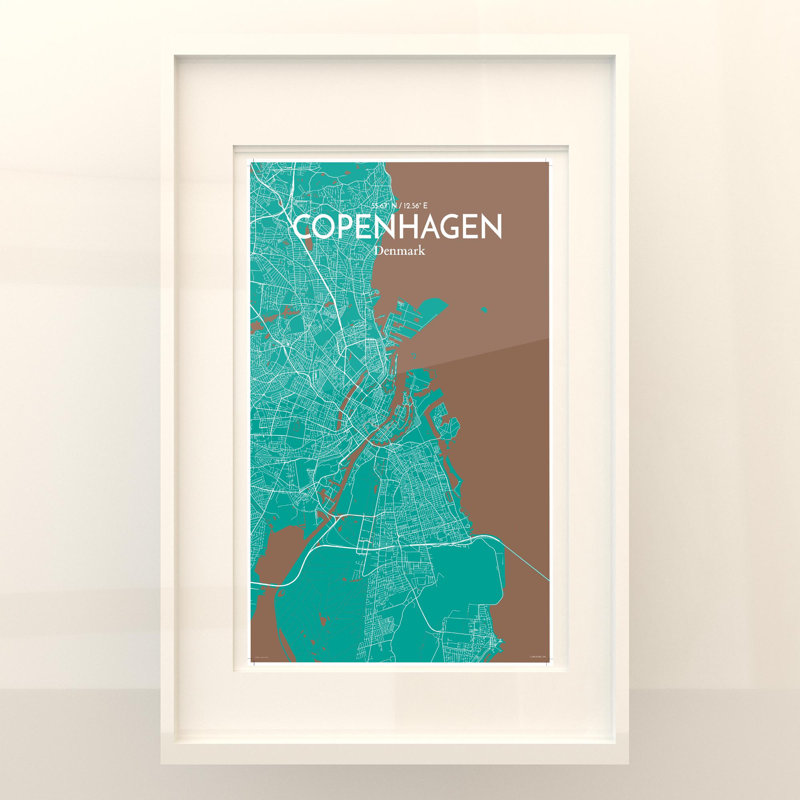 Copenhagen City Map In Nature - No Frame Print, 17cm H x 11cm W x 0.05cm D