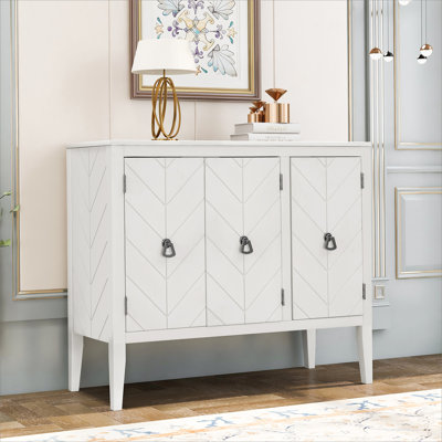 Armoire décorative à 3 portes Edford, armoire en bois antique avec tablette réglable